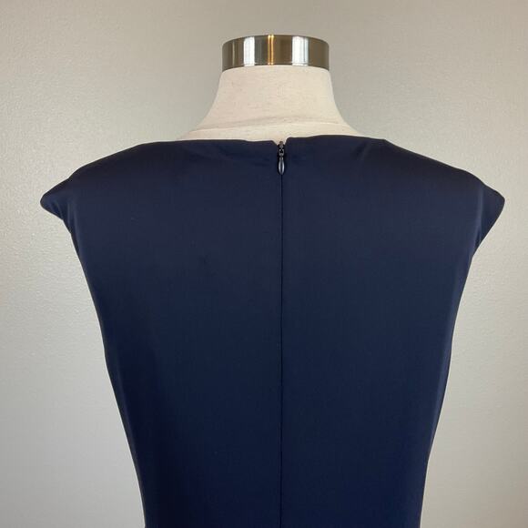 Ralph Lauren Embellished Sleeveless Sheath Cocktail Dress Navy Blue Size 10 - Picture 9 of 14
